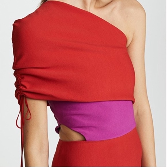 HANEY BRIANA ONE SHOULDER DRESS WITH RUCHED SLEEVE - Picture 2 of 8